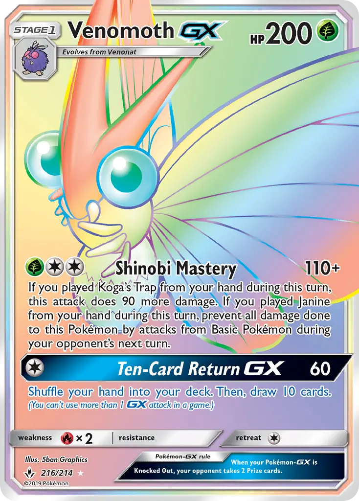 Venomoth GX 216 Unbroken Bonds Pokesingles