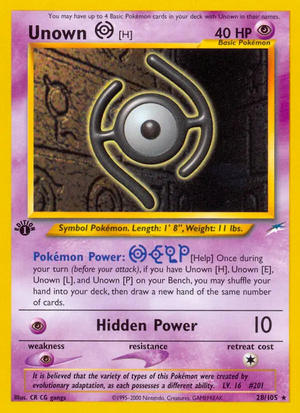 Unown [H] 28 Neo Destiny Pokesingles