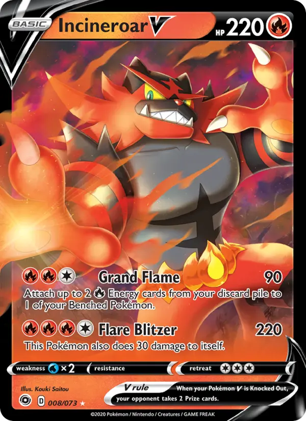 Incineroar V 8 Champion's Path Pokesingles
