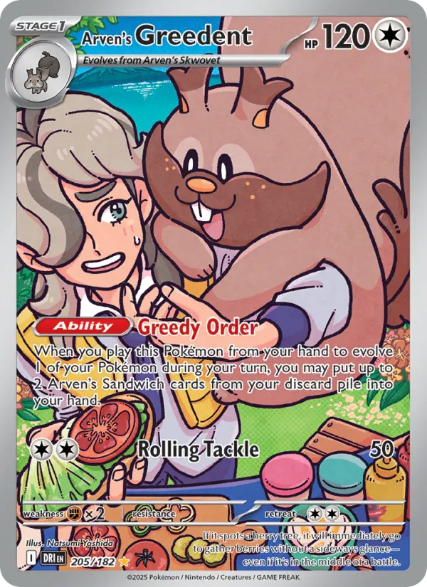 Arven's Greedent 205 Destined Rivals Pokesingles