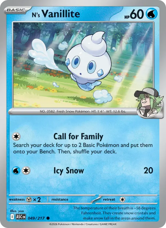 N's Vanillite 49 Ascended Heroes Pokesingles