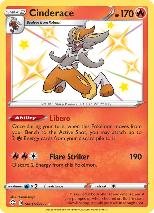 Cinderace SV017 Shining Fates Pokesingles