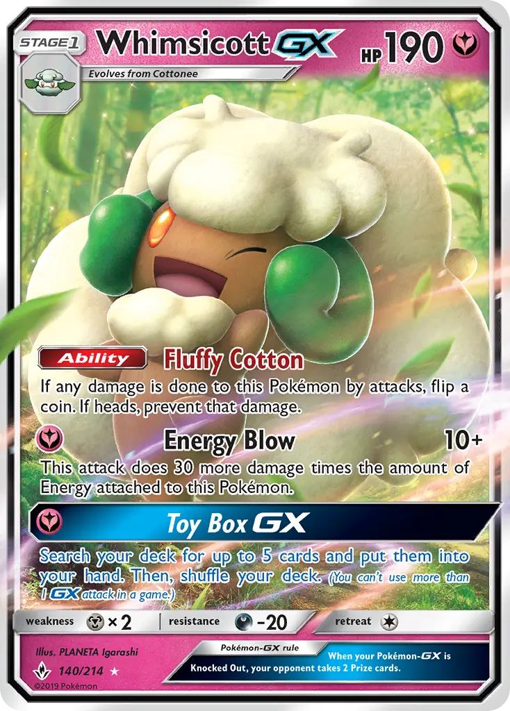 Whimsicott GX 140 Unbroken Bonds Pokesingles