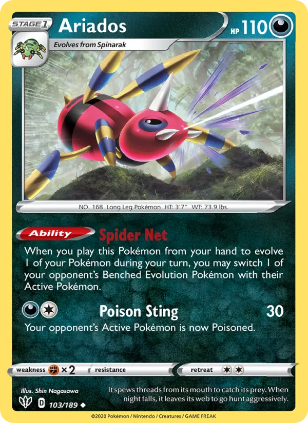 Ariados 103 Darkness Ablaze Pokesingles