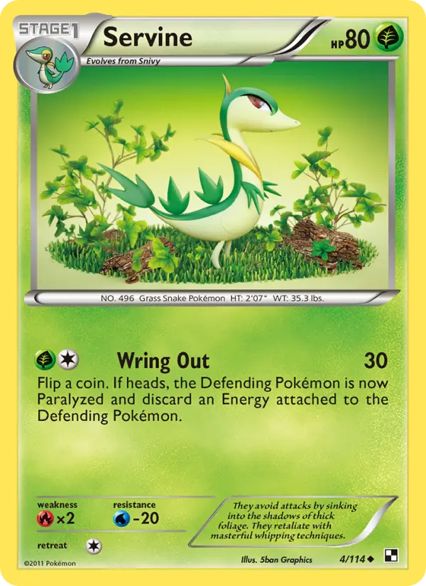 Servine 4 Black & White Pokesingles