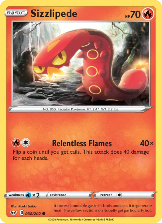 Sizzlipede 38 Sword & Shield Pokesingles
