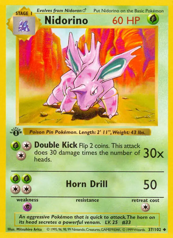Nidorino 37 Base Set Pokesingles