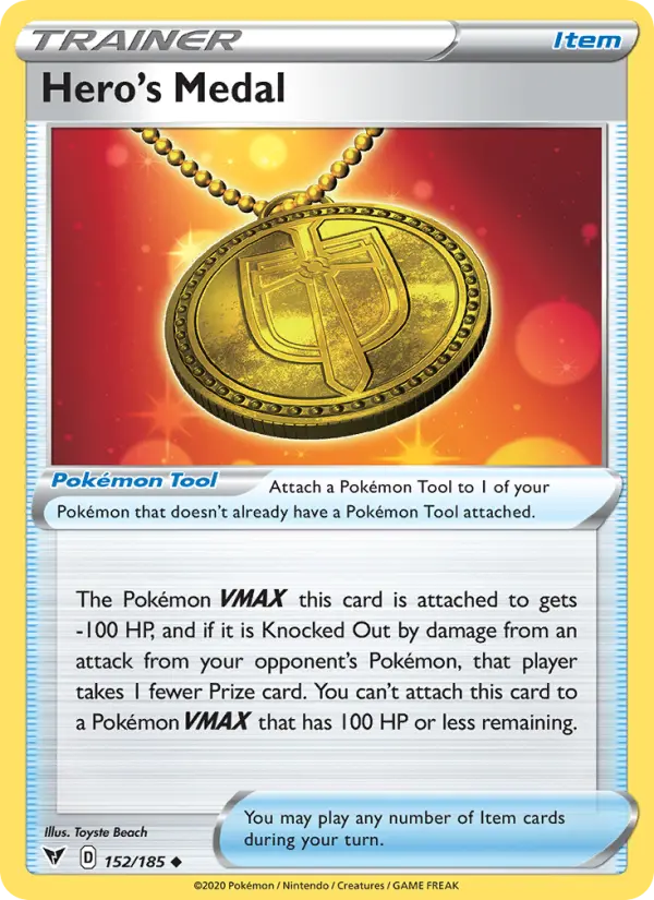 Hero's Medal 152 Vivid Voltage Pokesingles
