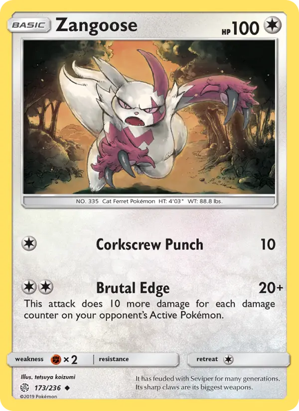 Zangoose 173 Cosmic Eclipse Pokesingles