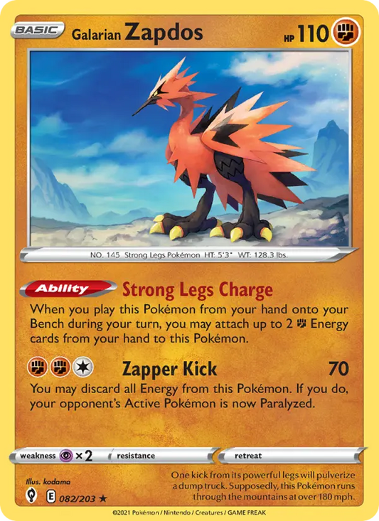 Galarian Zapdos 82 Evolving Skies Pokesingles