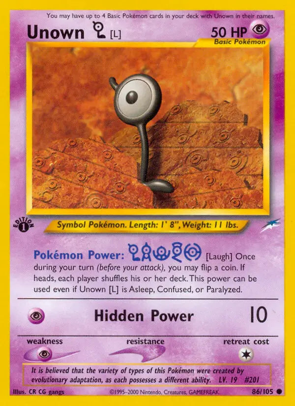 Unown [L] 86 Neo Destiny Pokesingles