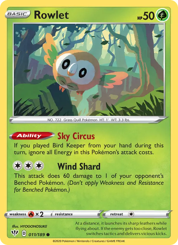 Rowlet 11 Darkness Ablaze Pokesingles