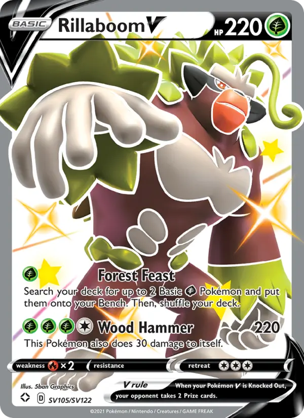 Rillaboom V SV105 Shining Fates Pokesingles