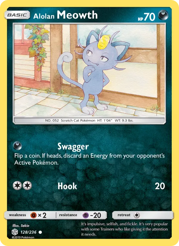 Alolan Meowth 128 Cosmic Eclipse Pokesingles