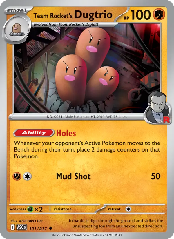 Team Rocket's Dugtrio 101 Ascended Heroes Pokesingles