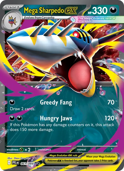Mega Sharpedo ex 61 Phantasmal Flames Pokesingles
