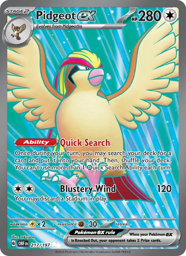 Pidgeot ex 217 Obsidian Flames Pokesingles