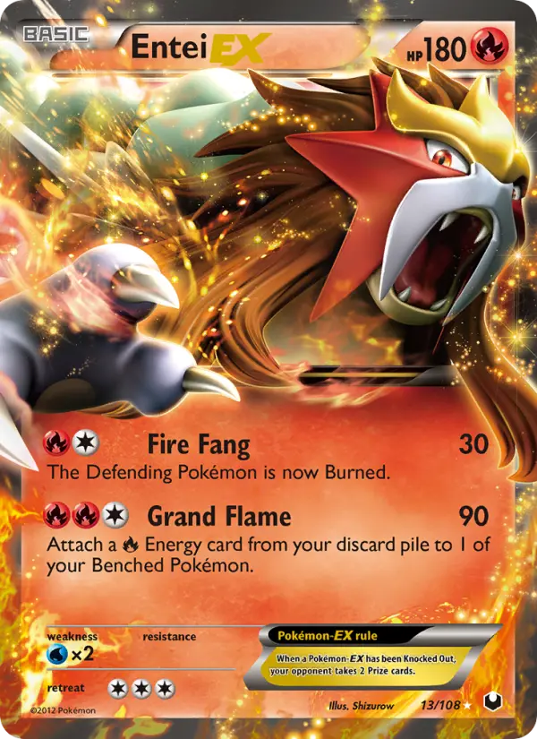Entei-EX 13 Dark Explorers Pokesingles