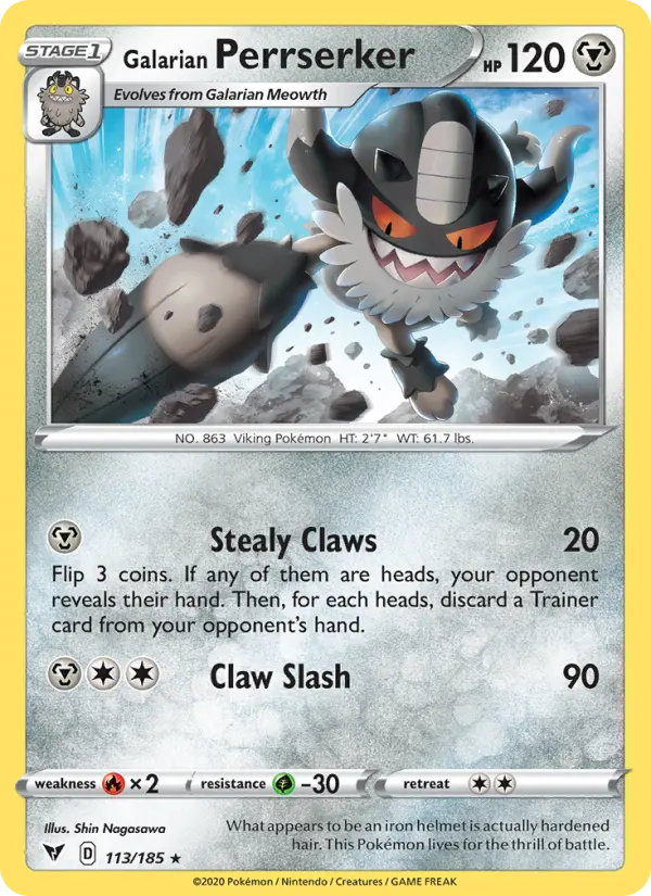 Galarian Perrserker 113 Vivid Voltage Pokesingles