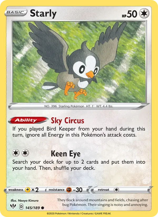 Starly 145 Darkness Ablaze Pokesingles