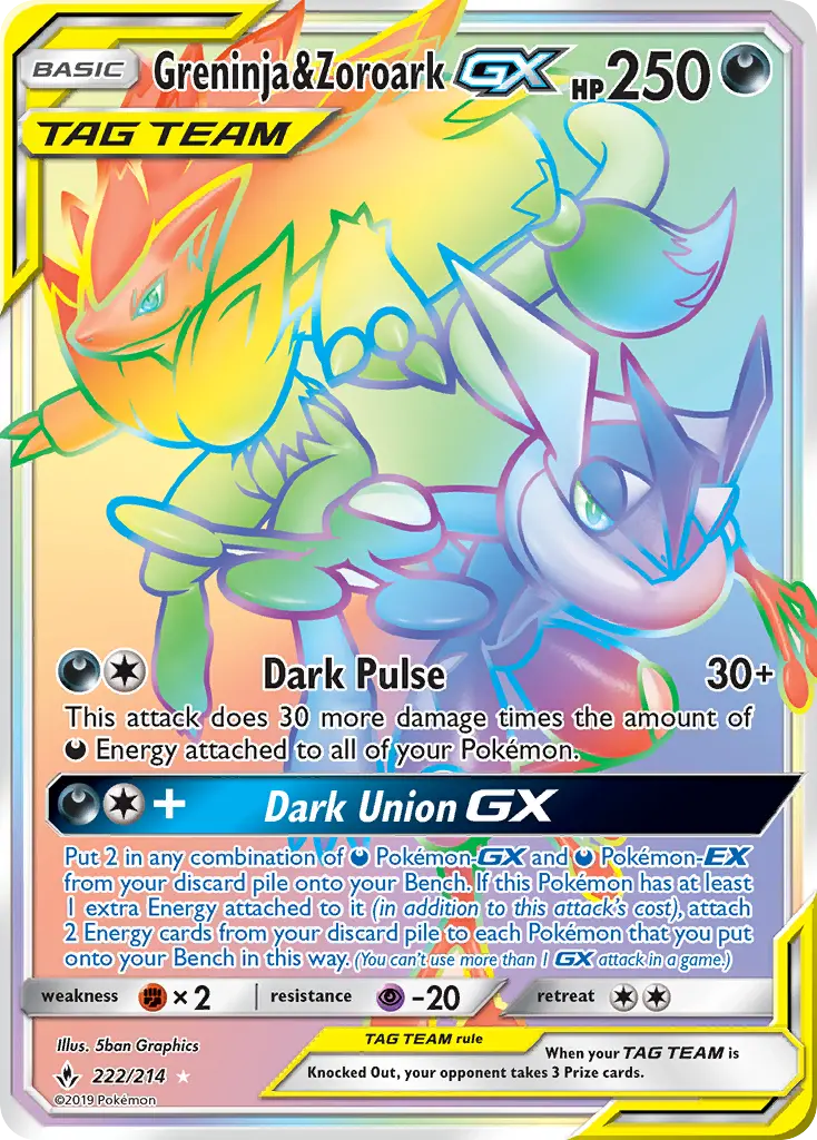 Greninja & Zoroark GX 222 Unbroken Bonds Pokesingles