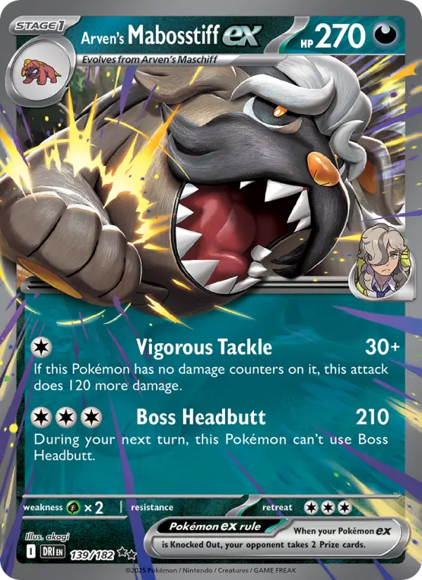 Arven's Mabosstiff ex 139 Destined Rivals Pokesingles