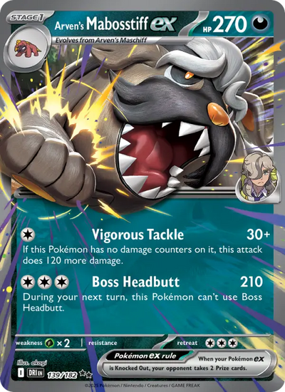 Arven's Mabosstiff ex 139 Destined Rivals Pokesingles