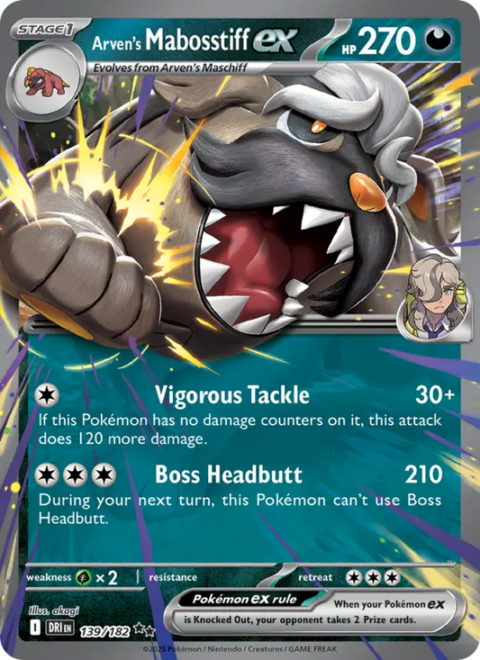 Arven's Mabosstiff ex 139 Destined Rivals Pokesingles