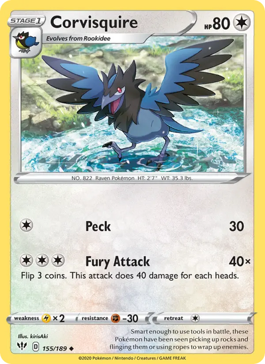 Corvisquire 155 Darkness Ablaze Pokesingles