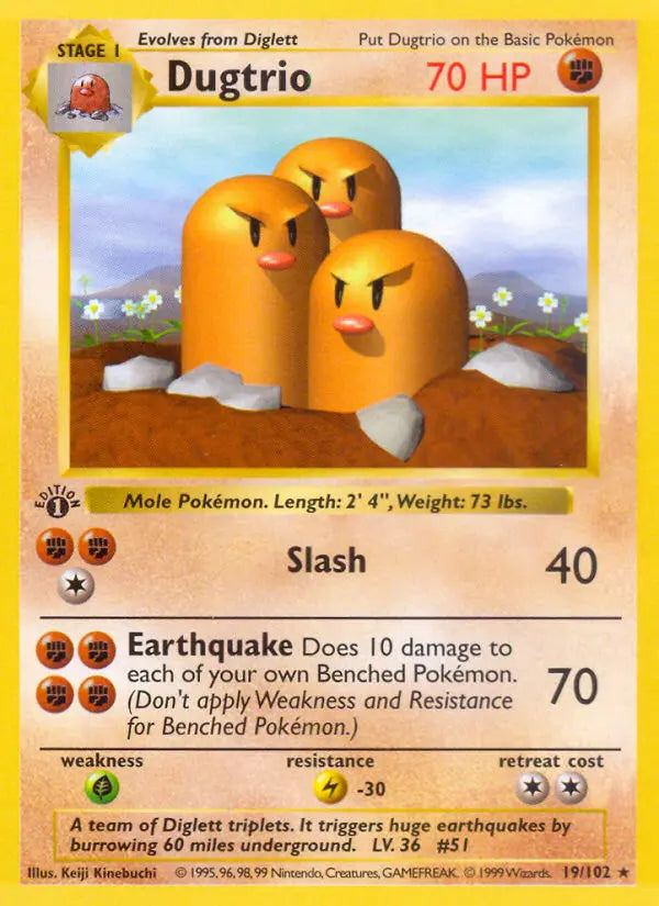 Dugtrio 19 Base Set Pokesingles