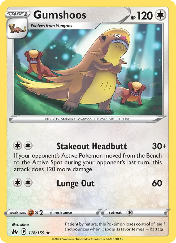Gumshoos 118 Crown Zenith Pokesingles