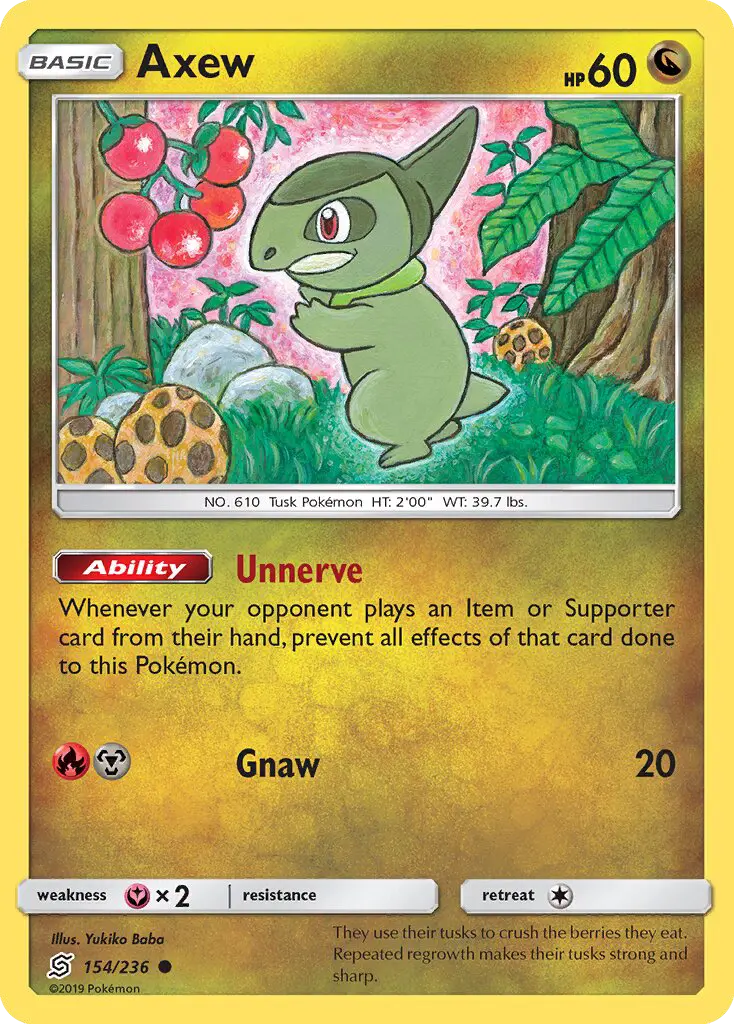 Axew 154 Unified Minds Pokesingles