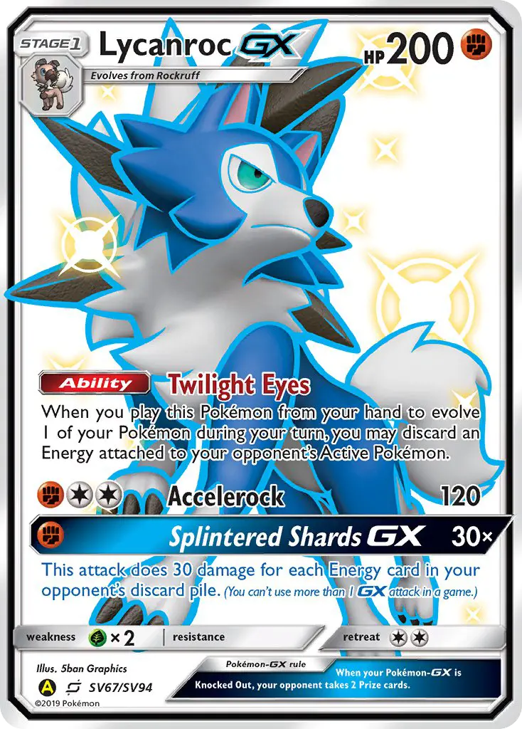 Lycanroc-GX SV67 Hidden Fates Shiny Vault Pokesingles