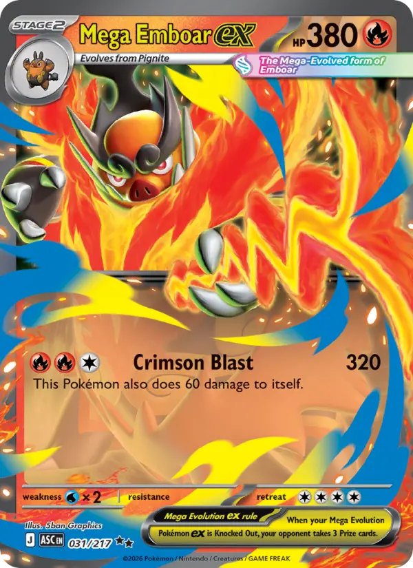 Mega Emboar ex 31 Ascended Heroes Pokesingles