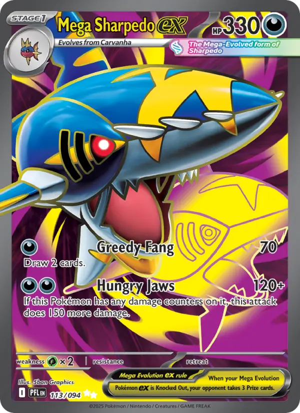 Mega Sharpedo ex 113 Phantasmal Flames Pokesingles