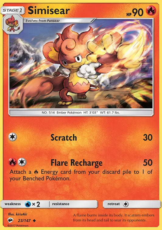 Simisear 23 Burning Shadows Pokesingles