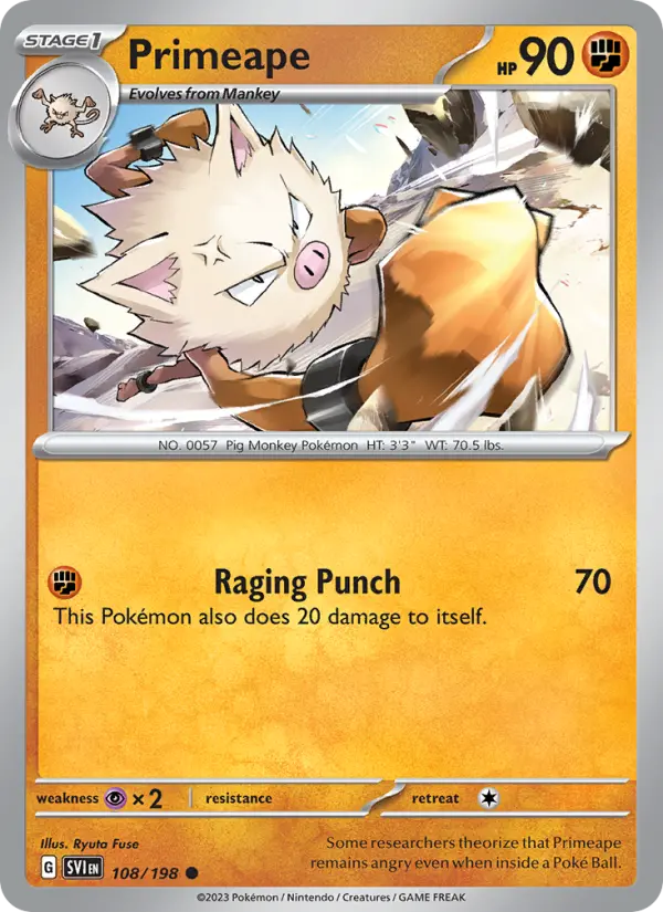 Primeape 108 Scarlet & Violet Pokesingles