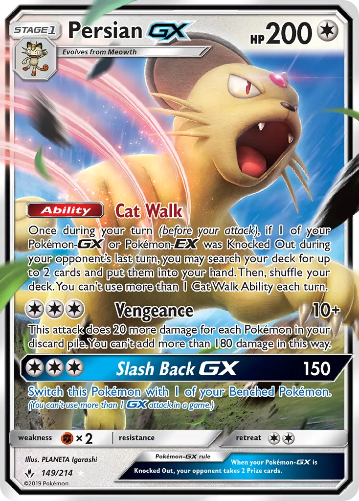 Persian GX 149 Unbroken Bonds Pokesingles