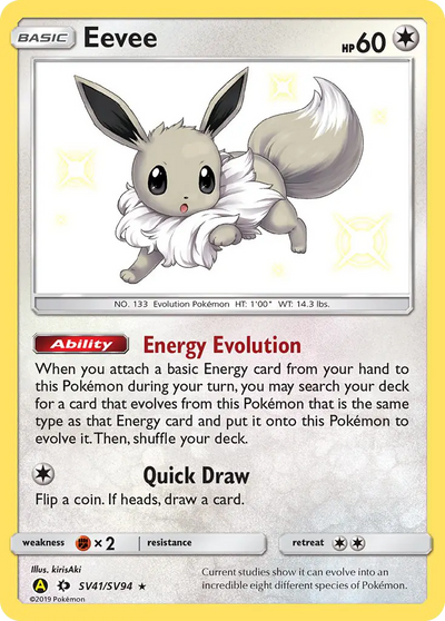 Eevee SV41 Hidden Fates Shiny Vault Pokesingles