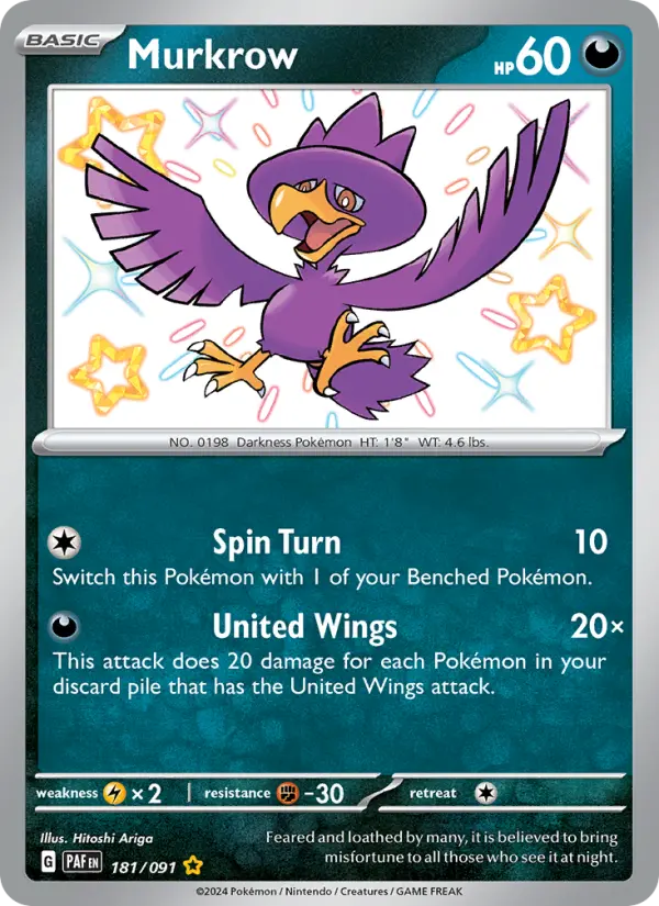 Murkrow 181 Paldean Fates Pokesingles