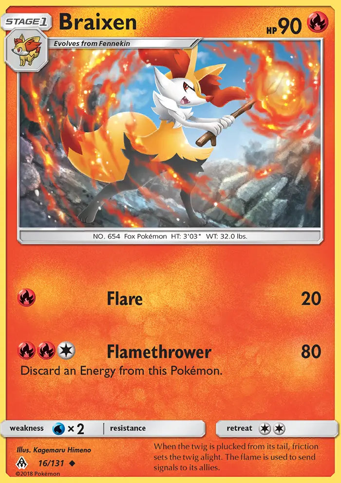 Braixen 16 Forbidden Light Pokesingles