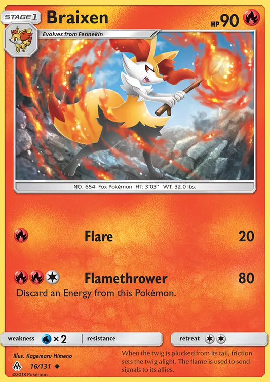 Braixen 16 Forbidden Light Pokesingles