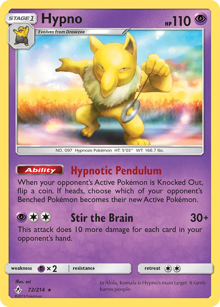 Hypno 72 Unbroken Bonds Pokesingles