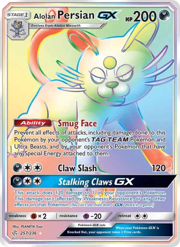 Alolan Persian GX 257 Cosmic Eclipse Pokesingles