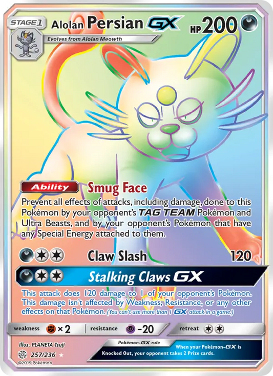 Alolan Persian GX 257 Cosmic Eclipse Pokesingles