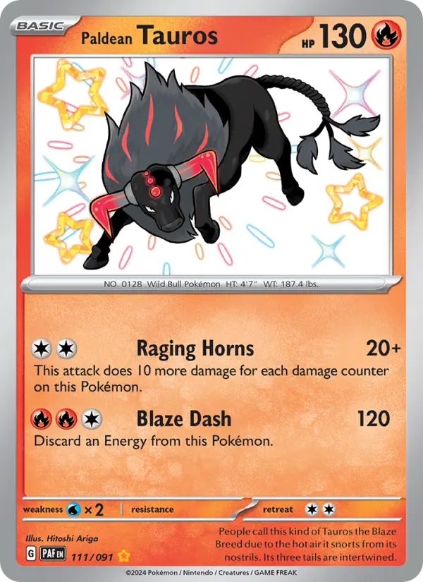 Paldean Tauros 111 Paldean Fates Pokesingles