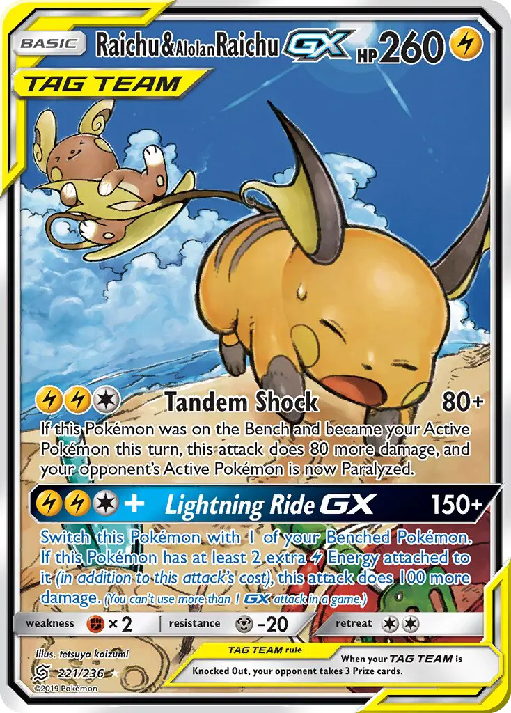 Raichu & Alolan Raichu GX 221 Unified Minds Pokesingles