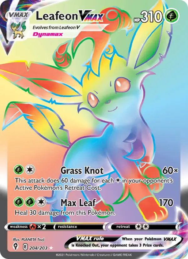 Leafeon VMAX 204 Evolving Skies Pokesingles