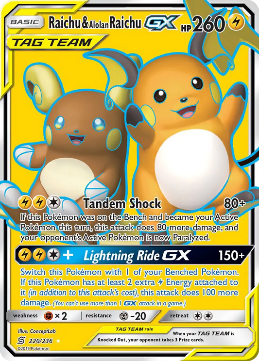 Raichu & Alolan Raichu GX 220 Unified Minds Pokesingles