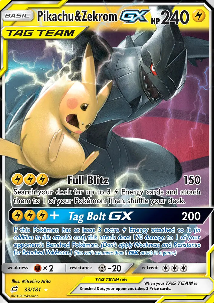 Pikachu & Zekrom GX 33 Team Up Pokesingles